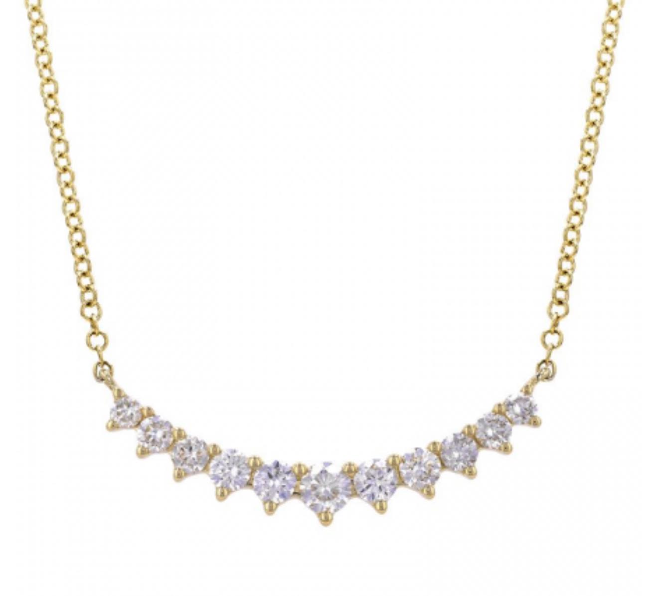 14k Yellow Gold Graduated Bar Diamond Necklace