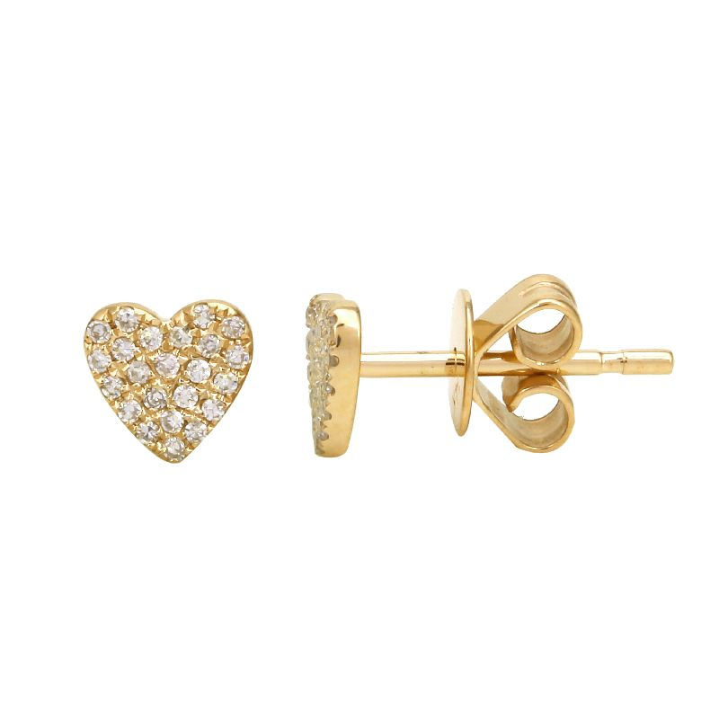 Diamond Heart Stud Earrings