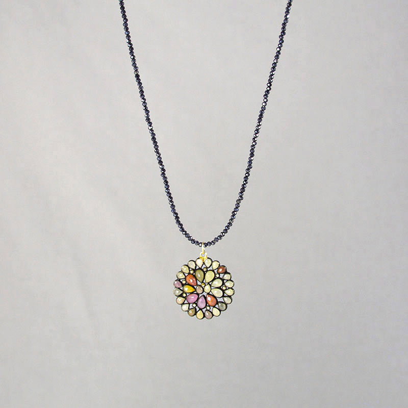 Multi Sapphire Disc Necklace