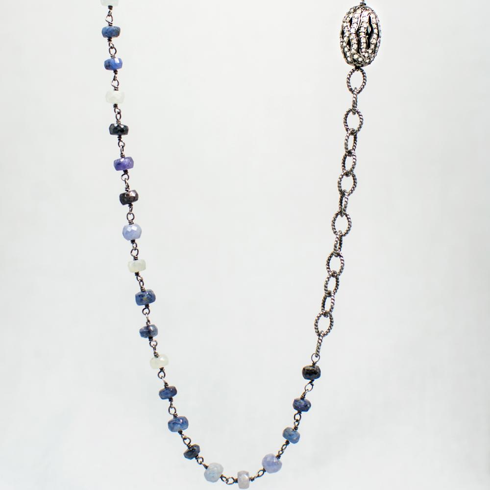 Devon Road Diamond Barrel and Sapphire Necklace