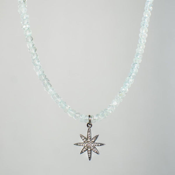 Devon Road Diamond Star and Aquamarine Necklace