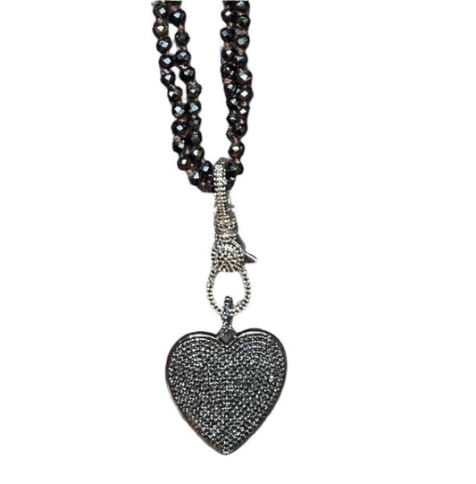 Black Spinel Pavé Heart Charm