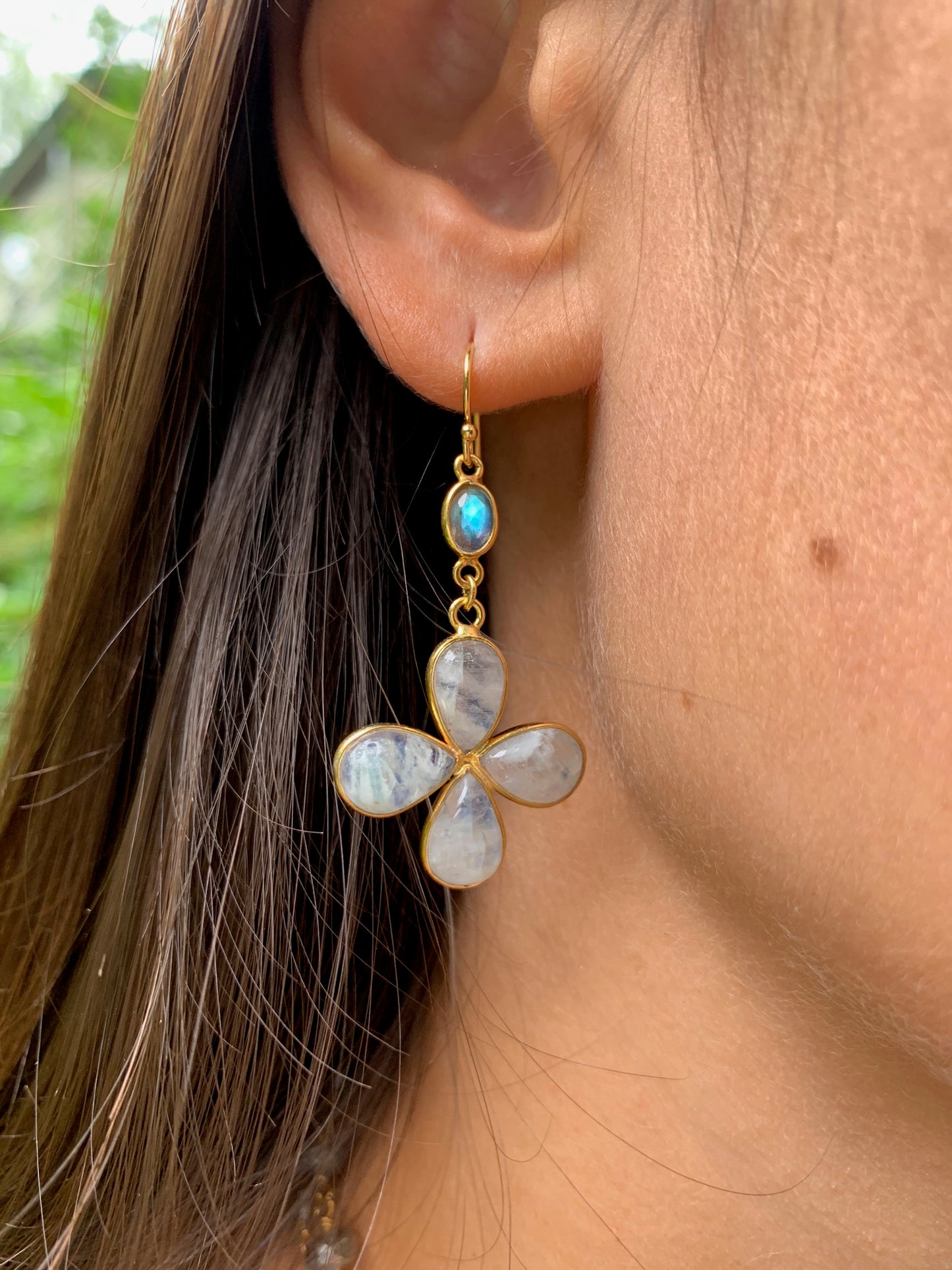 Moonstone Flower Earrings