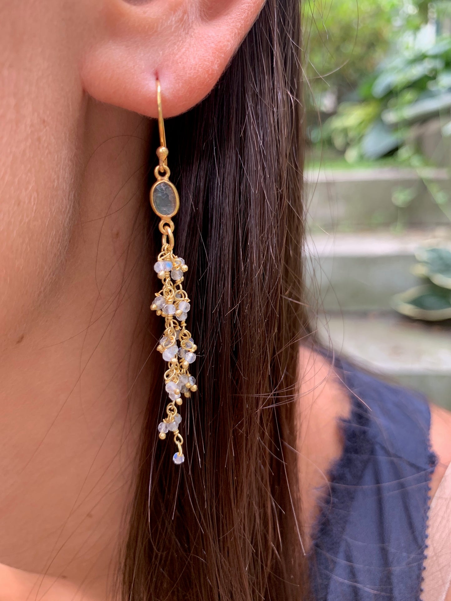 Hanging Moonstone Dancing Earrings