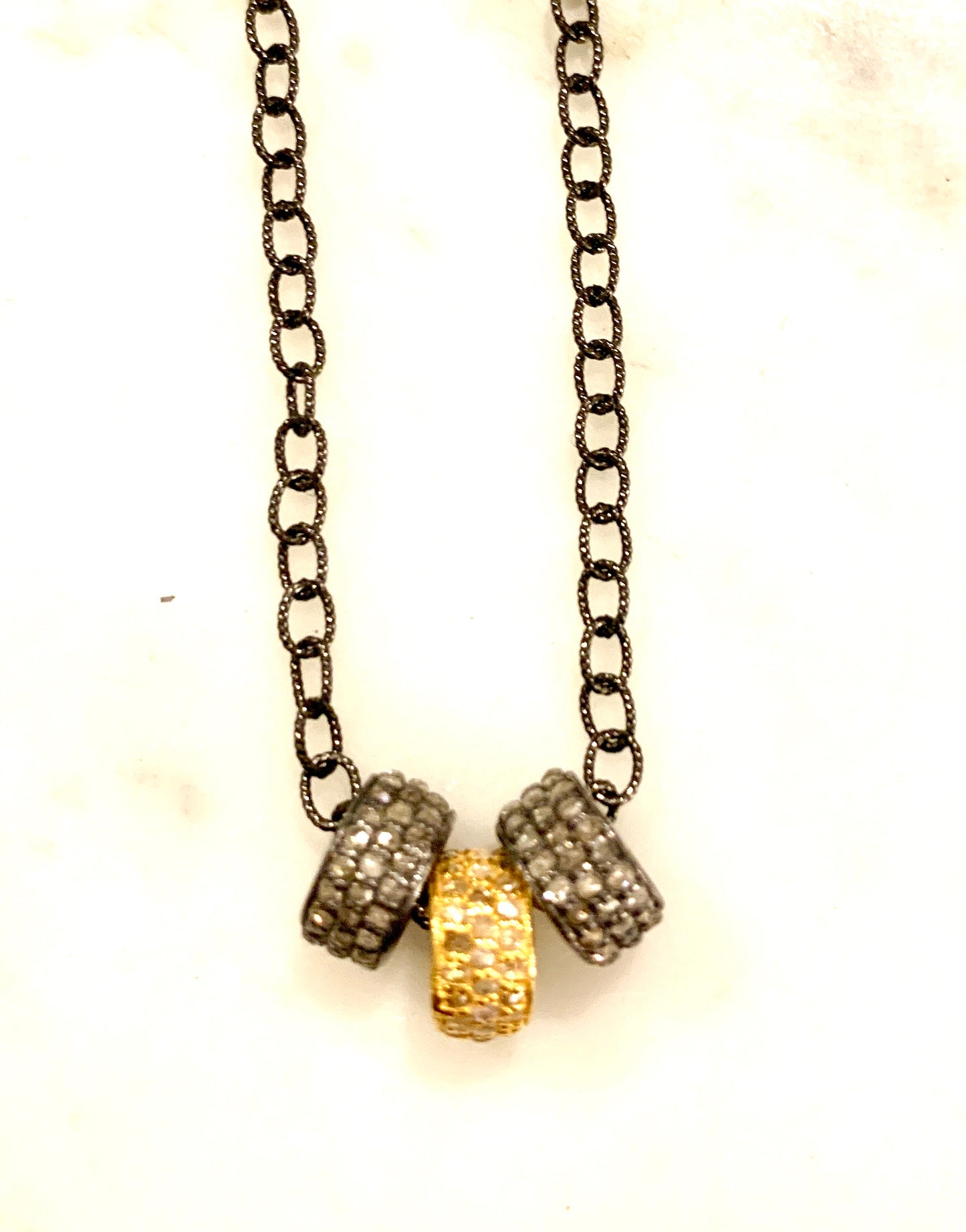 Triple Diamond Barrel Necklace