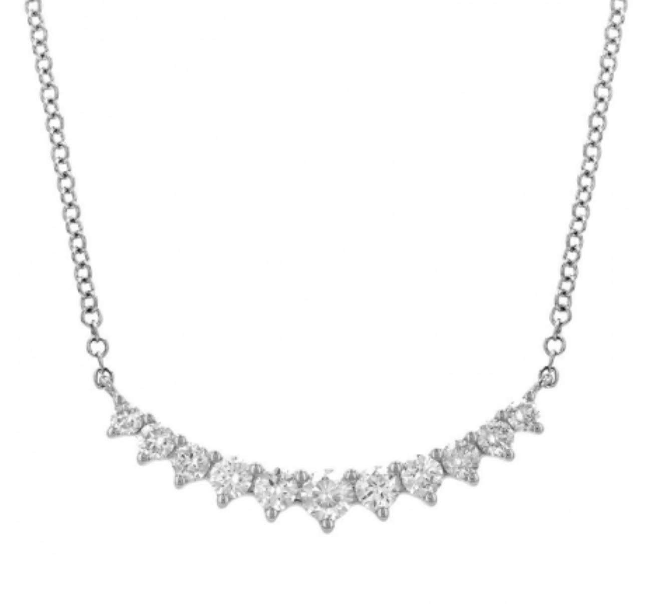 14k Yellow Gold Graduated Bar Diamond Necklace