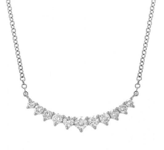 14k Yellow Gold Graduated Bar Diamond Necklace