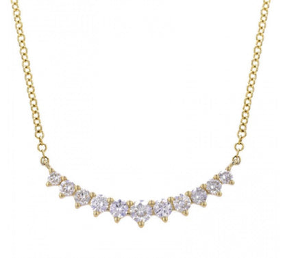 14k Yellow Gold Graduated Bar Diamond Necklace