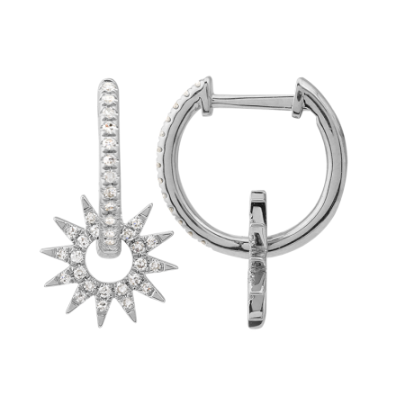 14k Yellow Gold Sunburst Huggies