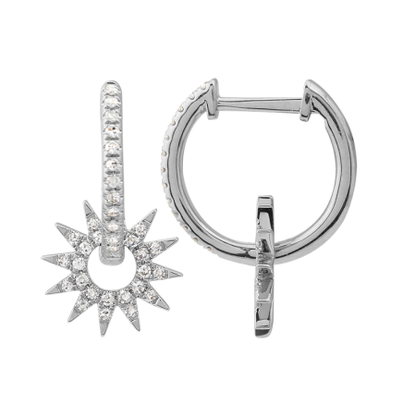 14k Yellow Gold Sunburst Huggies