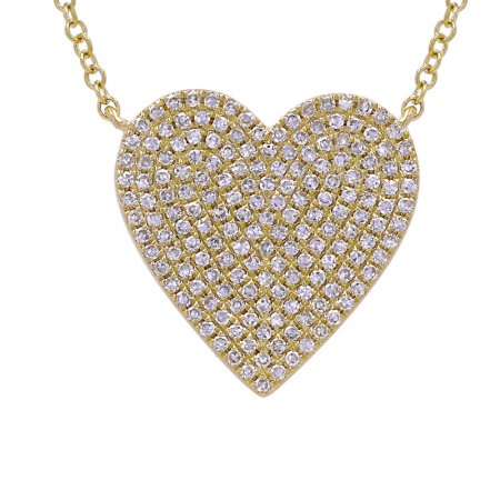 14k Yellow Gold Heart Diamond Necklace