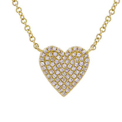 14k Yellow Gold Heart Diamond Necklace