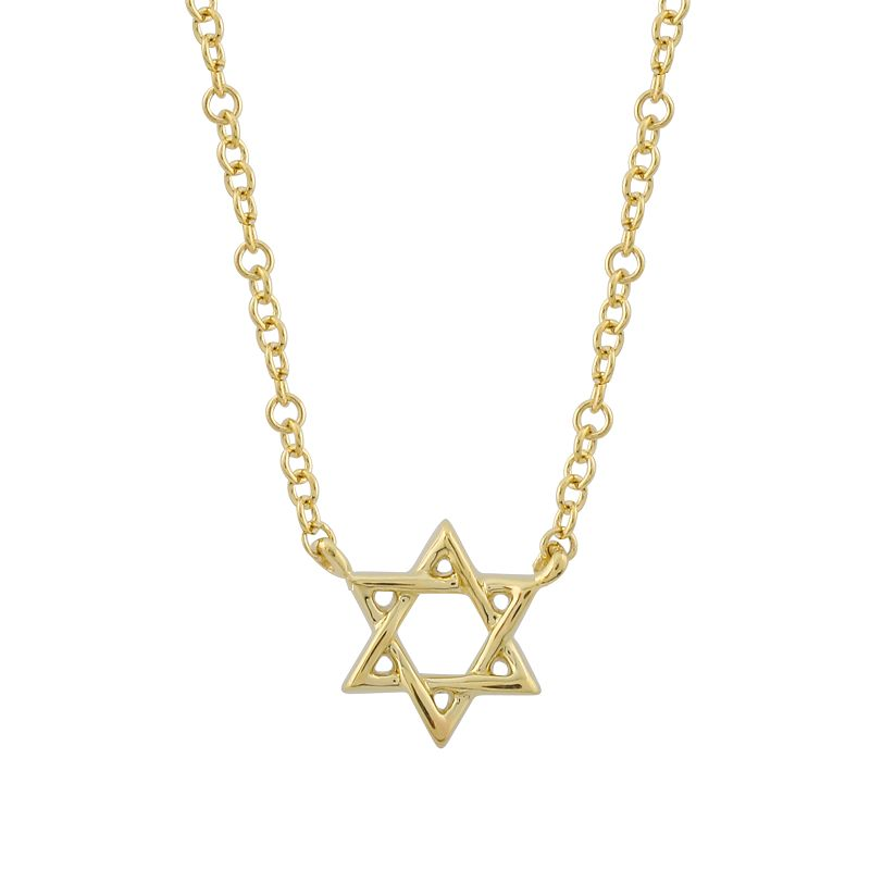 14K Yellow Gold Star of David Necklace