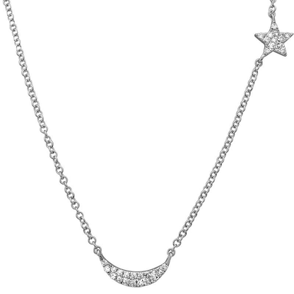 Moon and Star Diamond Necklace