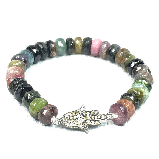 Diamond Hamsa Tourmaline Bracelet