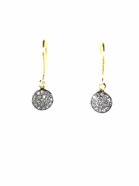 Devon Road diamond disc 6mm hanging on gold wire earrings