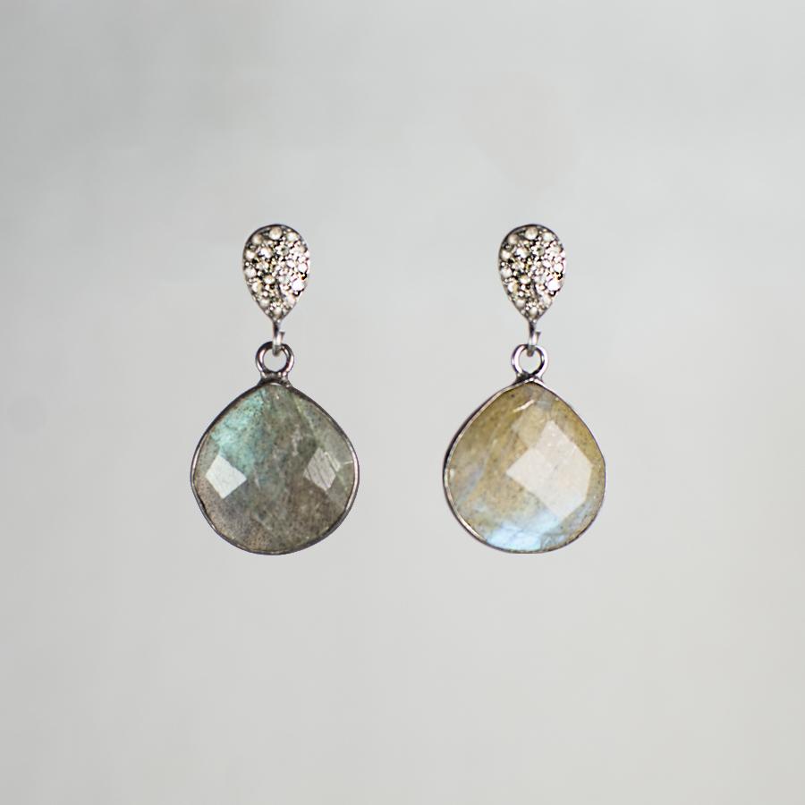 Devon Road Labradorite Teardrop and Diamond Earrings