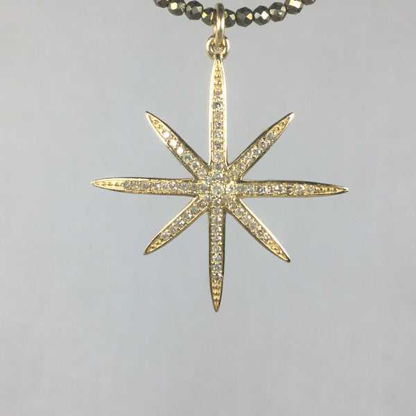 Gold and Diamond Star on Pyrite Necklace