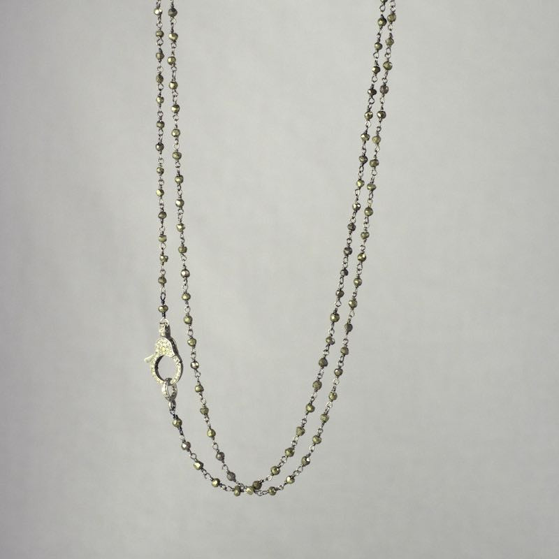 Devon Road Round Diamond Clasp with Hematite Rosary Chain