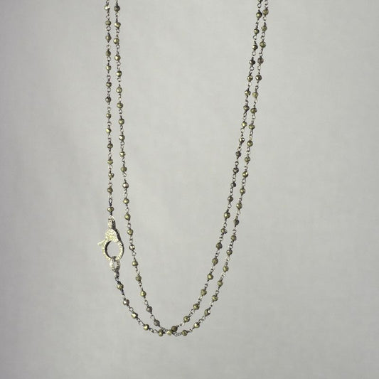 Devon Road Round Diamond Clasp with Hematite Rosary Chain