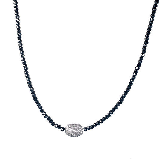 Diamond Barrel Bead Spinel Necklace