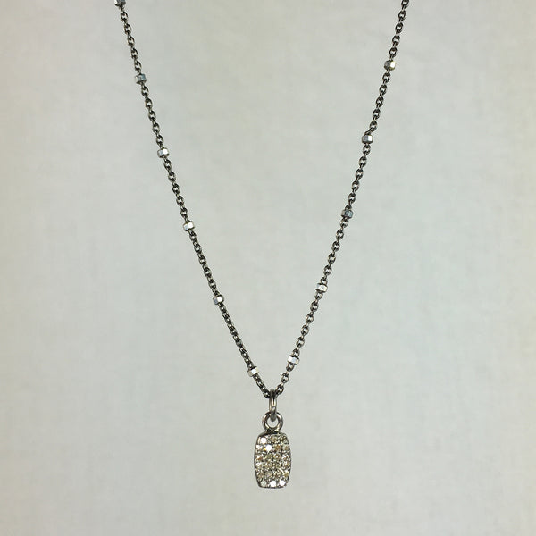 Devon Road Diamond and Sterling silver charm on oxidized silver chain necklace