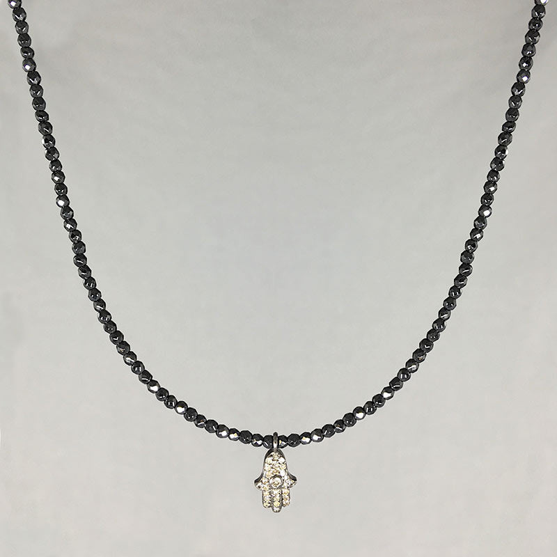 Diamond Hamsa Spinel Necklace