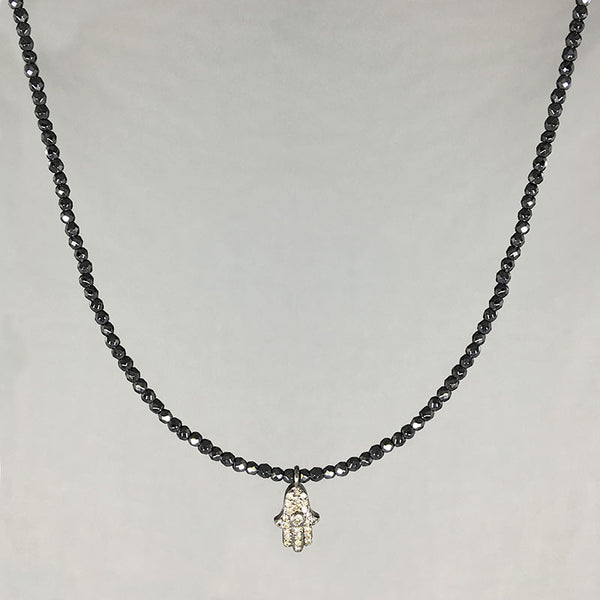 Diamond Hamsa Spinel Necklace