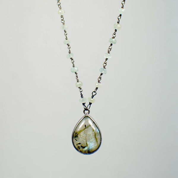 Devon Road Labradorite and Moss Aquamarine Pendant Necklace