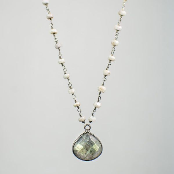 Devon Road Labradorite Teardrop and Silverite Necklace