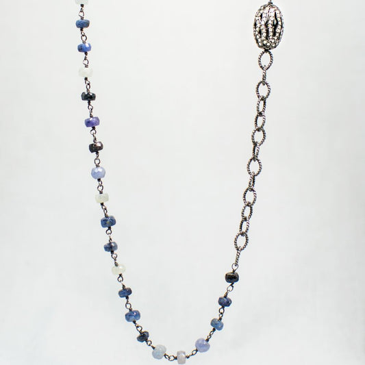 Devon Road Diamond Barrel and Sapphire Necklace