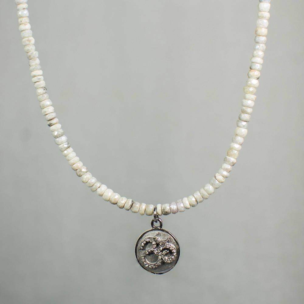 Devon Road Diamond Om and Silverite Pendant Necklace