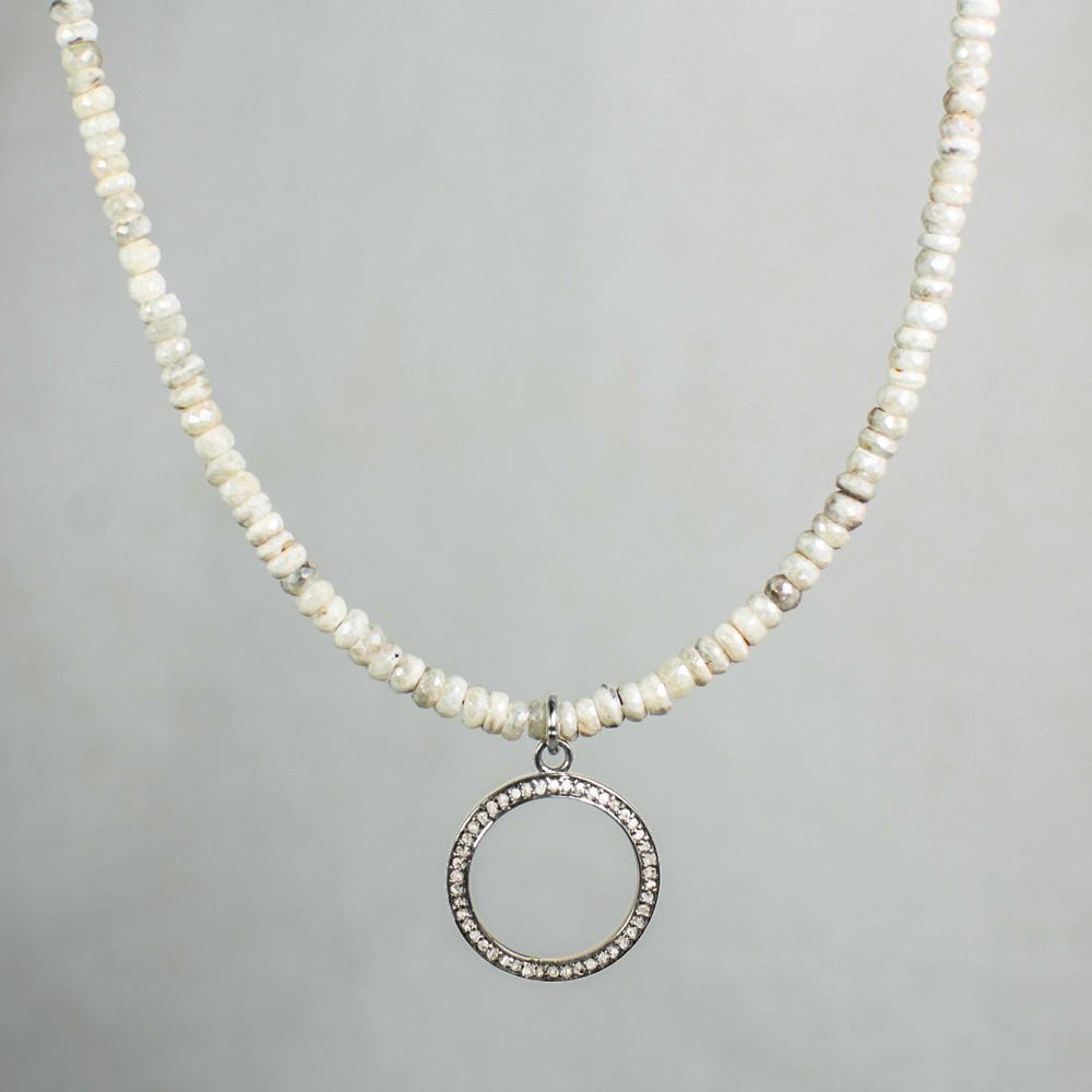 Devon Road Open Diamond Circle and Silverite Pendant Necklace