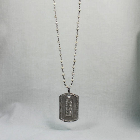 Devon Road Diamond and Silverite Dog Tag Necklace