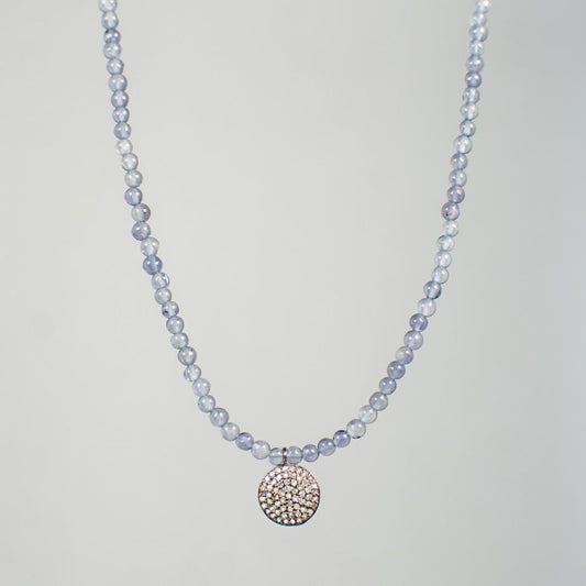 Devon Road Diamond Disc and Iolite Necklace