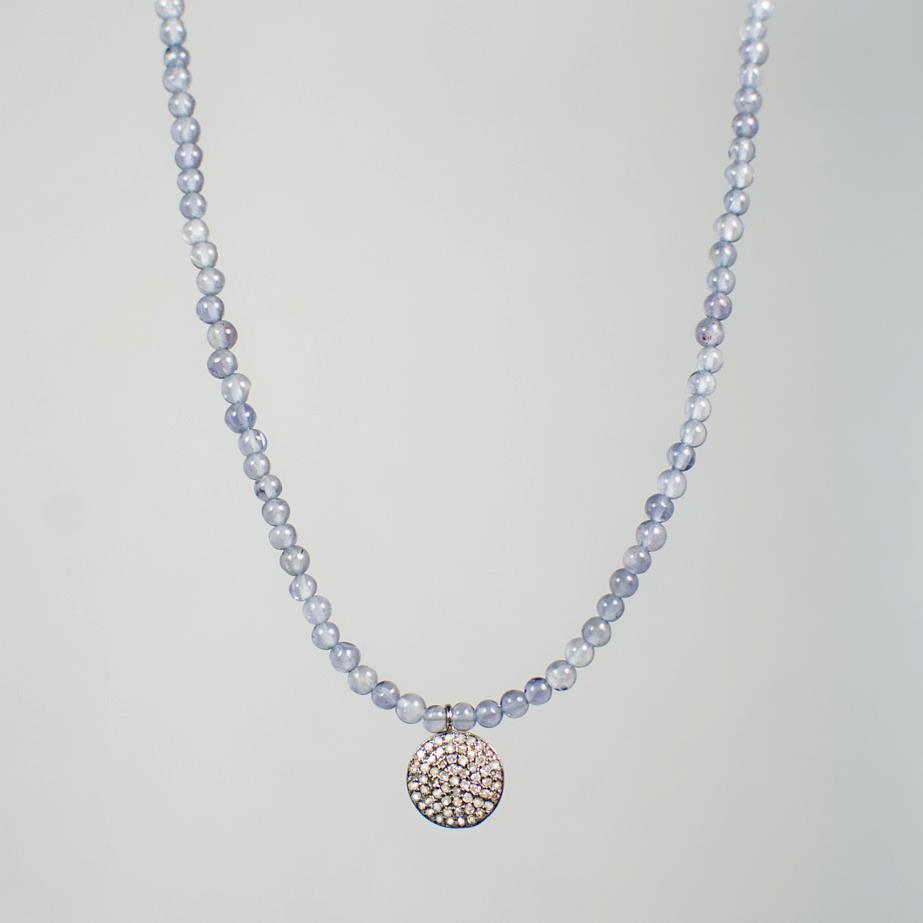 Devon Road Diamond Disc and Iolite Necklace
