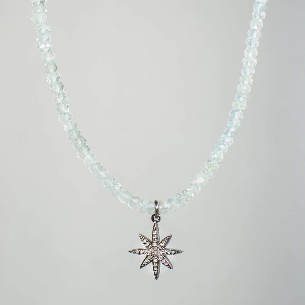 Devon Road Diamond Star and Aquamarine Necklace