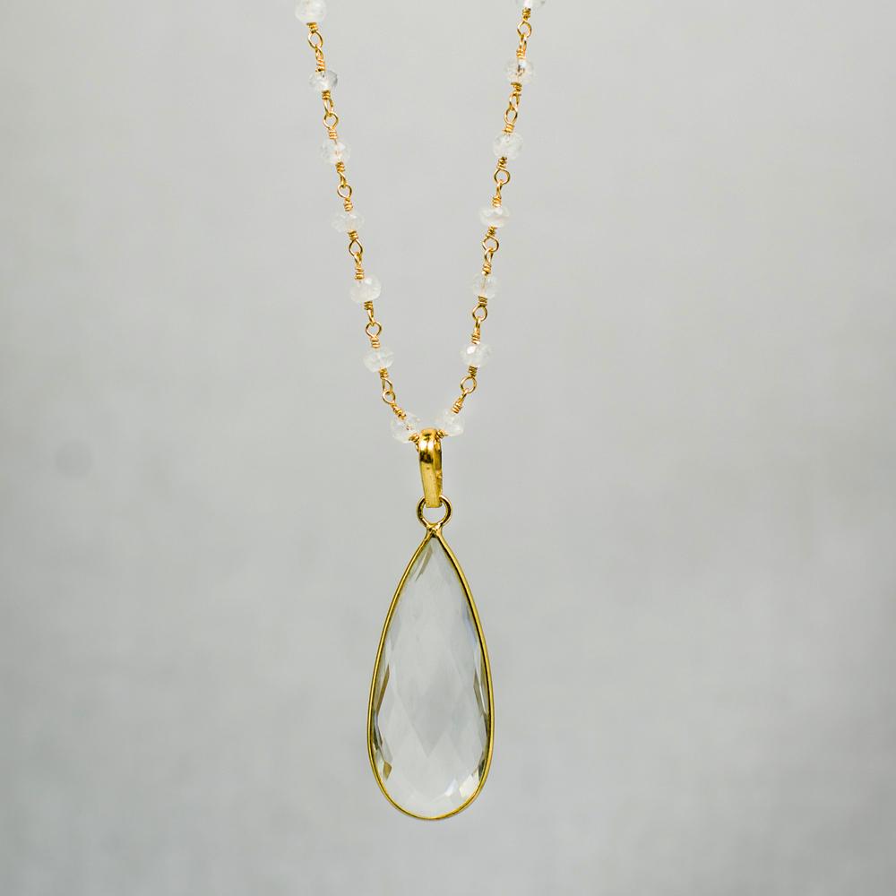 Devon Road Quartz and Moonstone Pendant Necklace