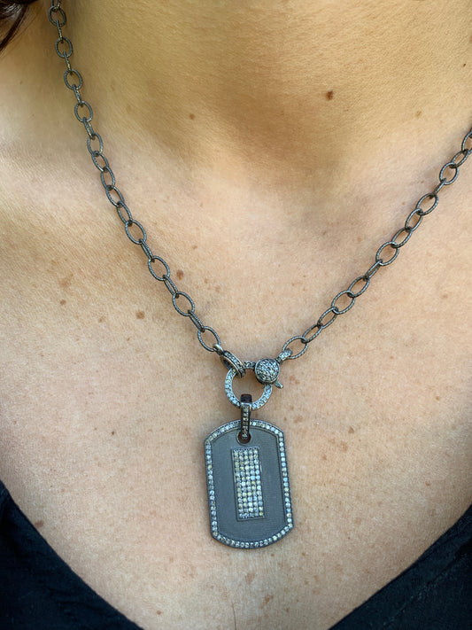 Diamond Dog Tag Charm