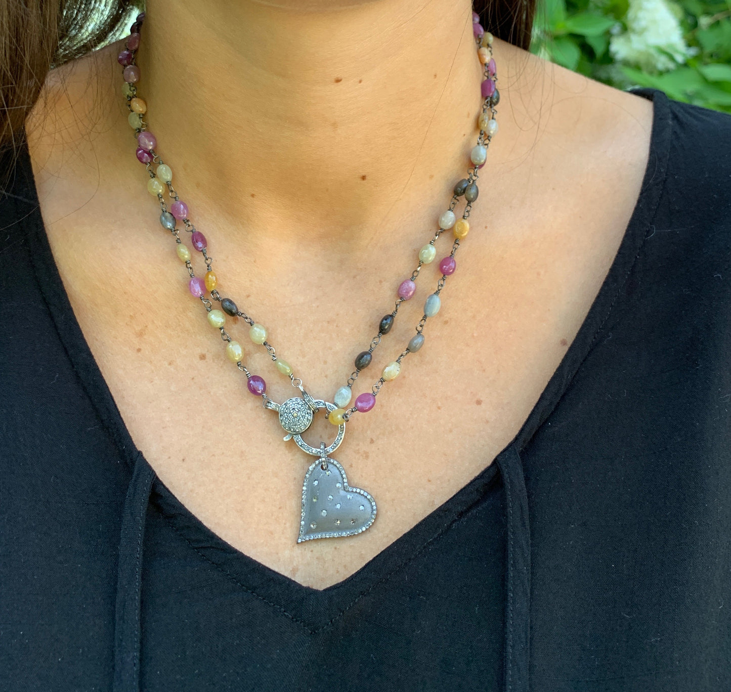 Heart Charm with Diamonds
