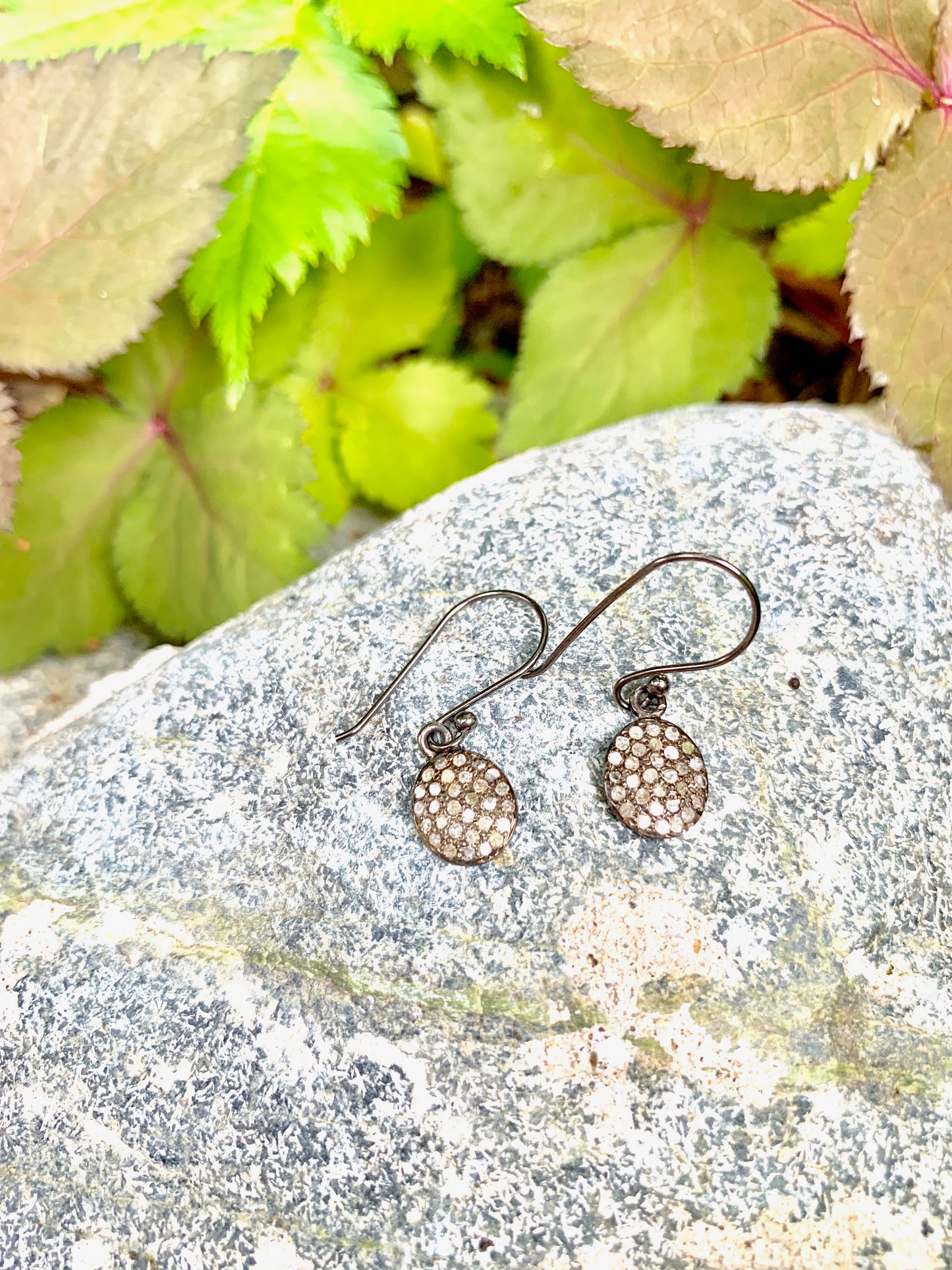 Hanging Pavé Diamond Oval Earrings