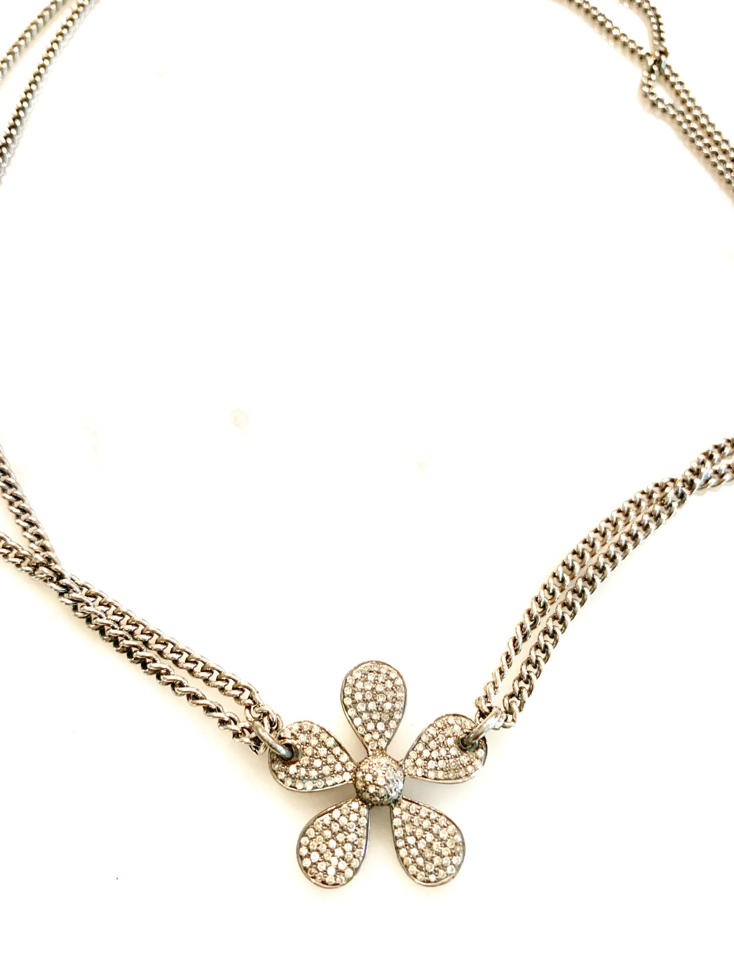 Double Strand Diamond Flower Necklace