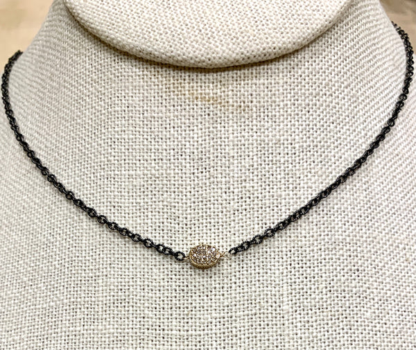 Mini Gold Diamond Oval Bead Necklace
