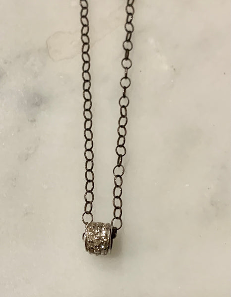 Diamond Silver Barrel Necklace