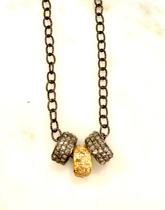 Triple Diamond Barrel Necklace