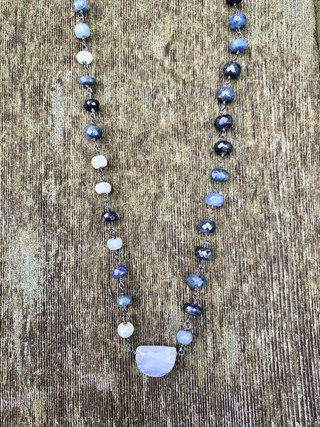 Moonstone with Ombré Sapphire Chain