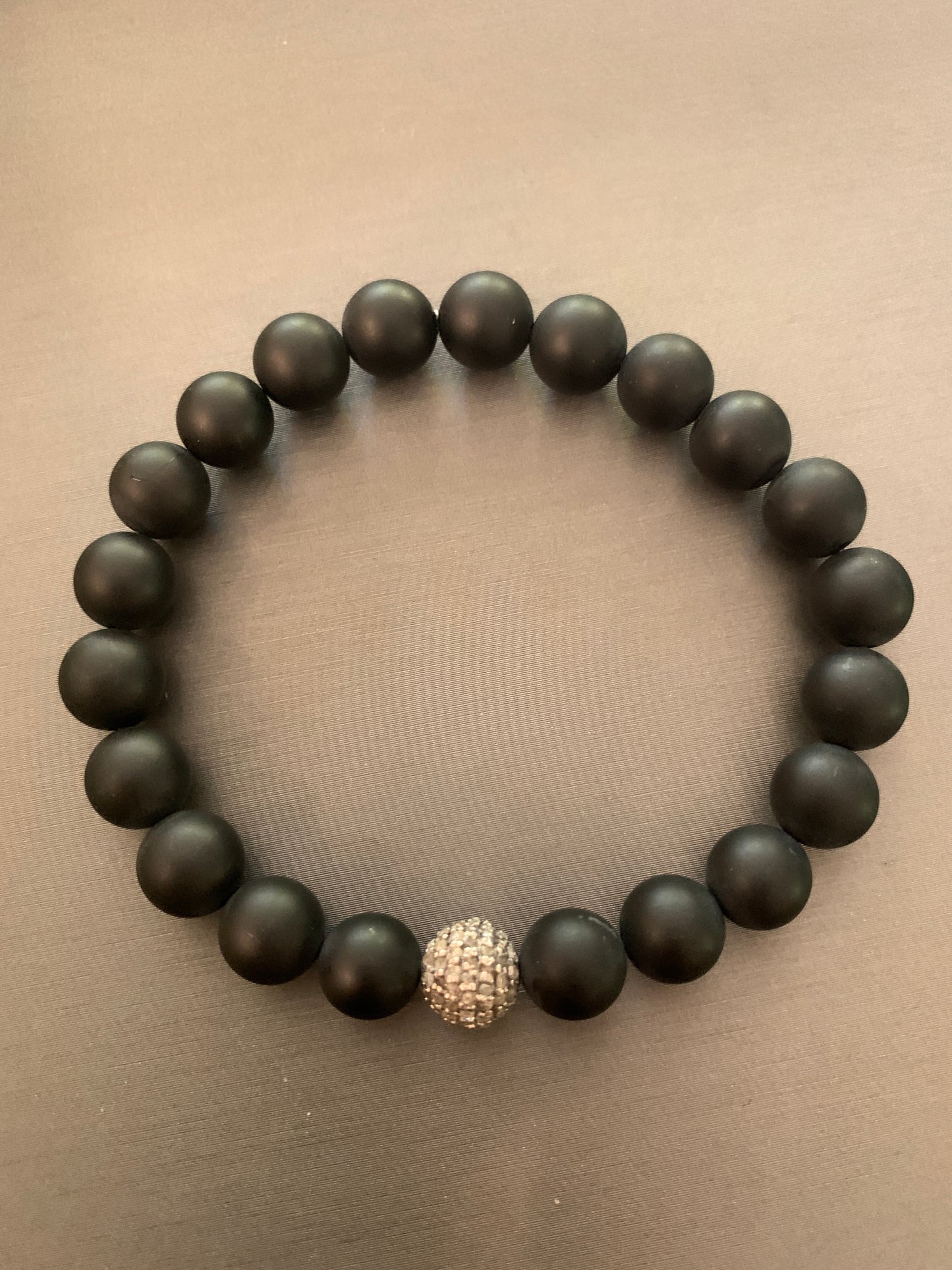 Diamond Ball and Onyx Bracelet