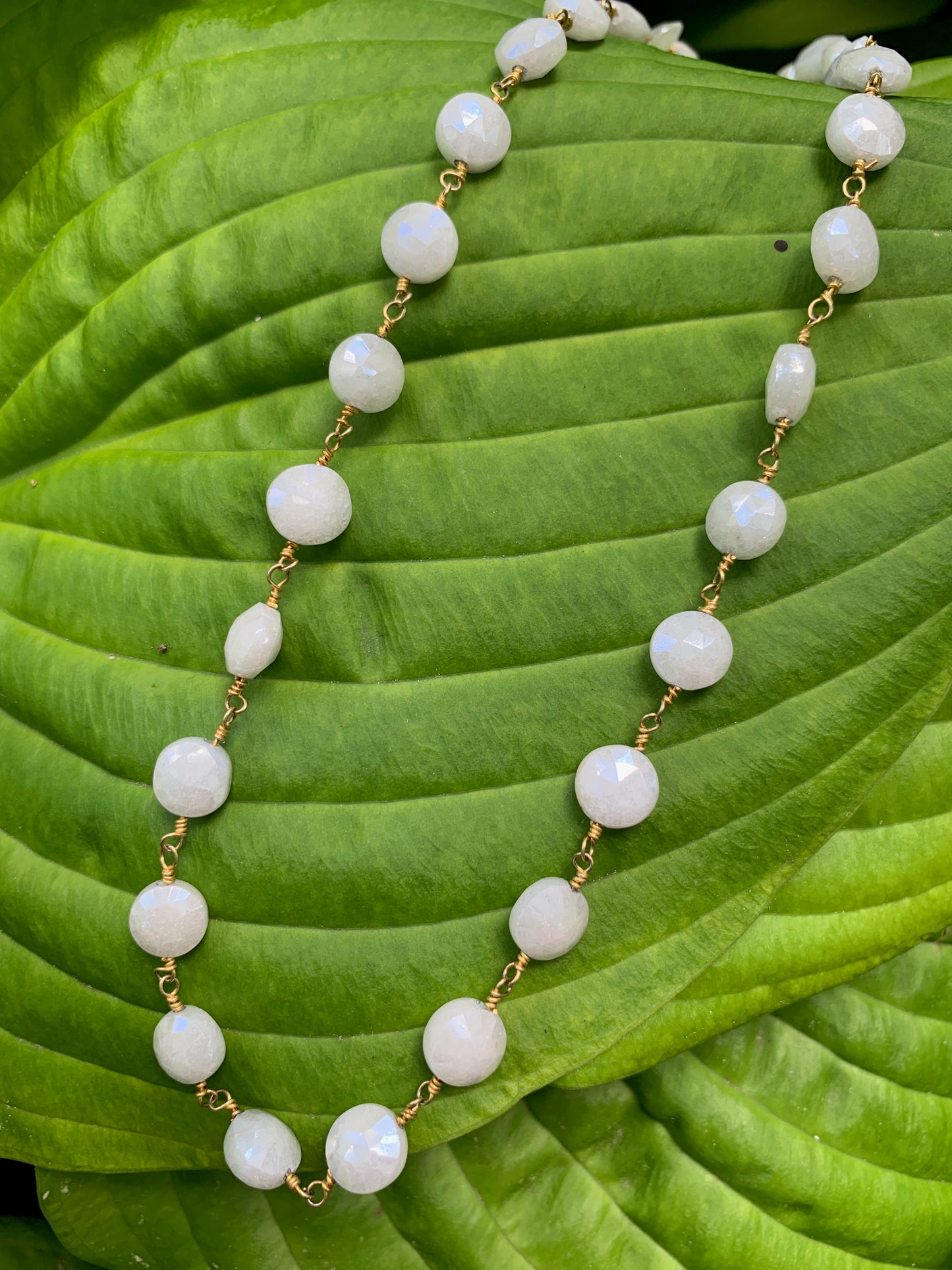 White Silverite on gold wire layering Necklace