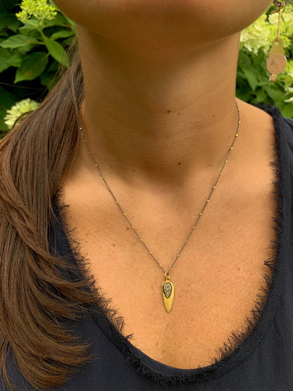 Gold Pavé Teardrop Necklace