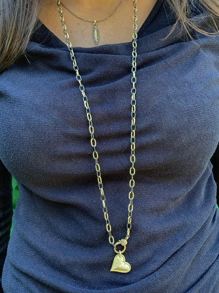 Mixed Metal Chain with Pavé Clasp